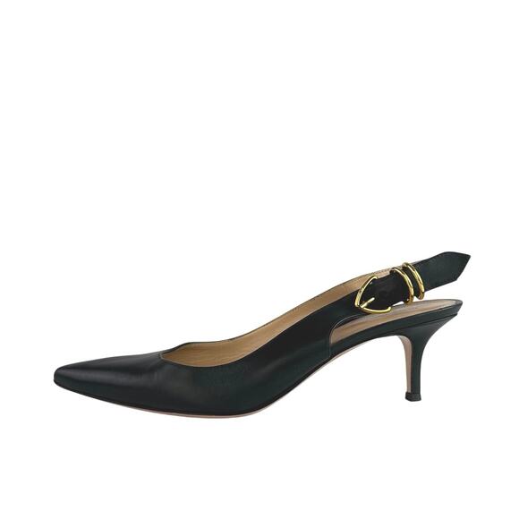 Gianvito Rossi Shoes - Gianvito Rossi Black Leather Pointed Toe Buckle Slingback Pumps Shoes 40 US 10